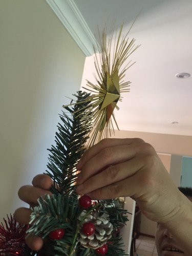 One of our own traditions is putting up of the star on our decorated Christmas tree. Thanks KK!