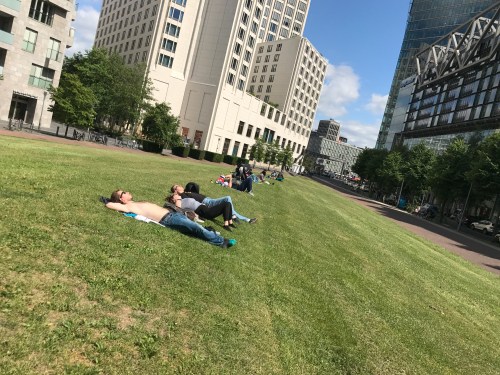 lying in the park in berlin